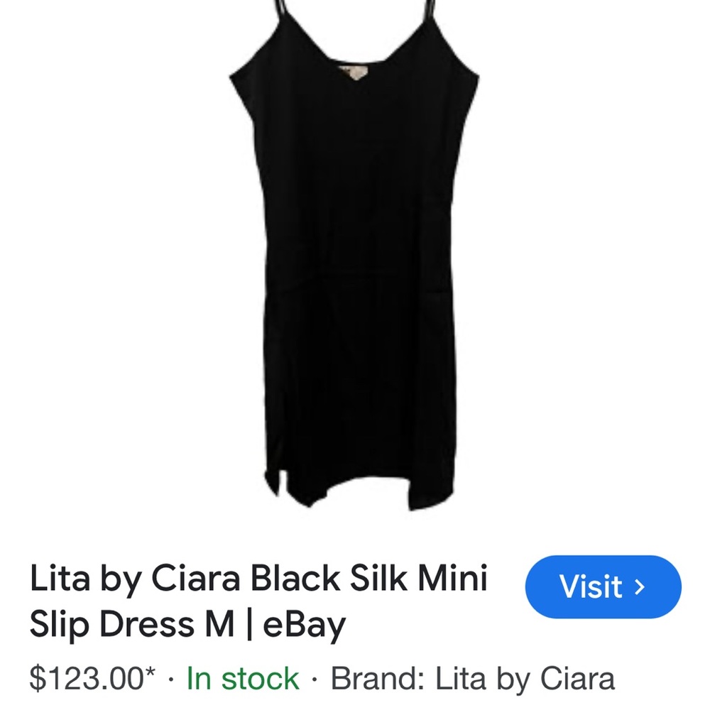 Elegant Black Mini Silk Slip Dress by LITA - Picture 6 of 6